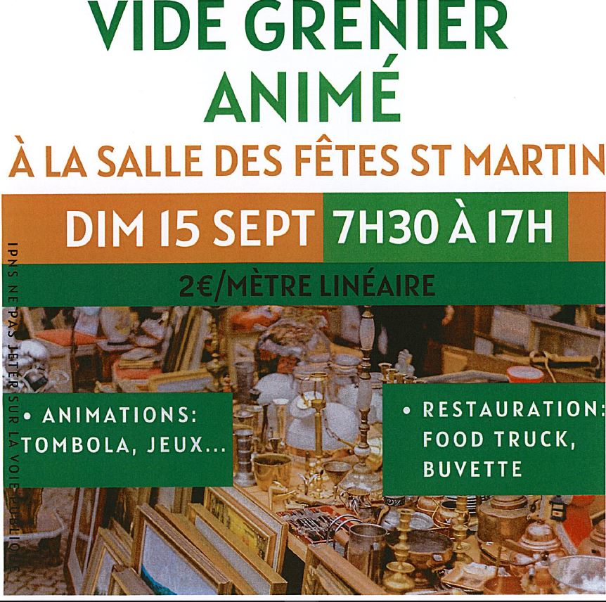 Lire la suite à propos de l’article VIDE GRENIER ANIMÉ 15 SEPTEMBRE